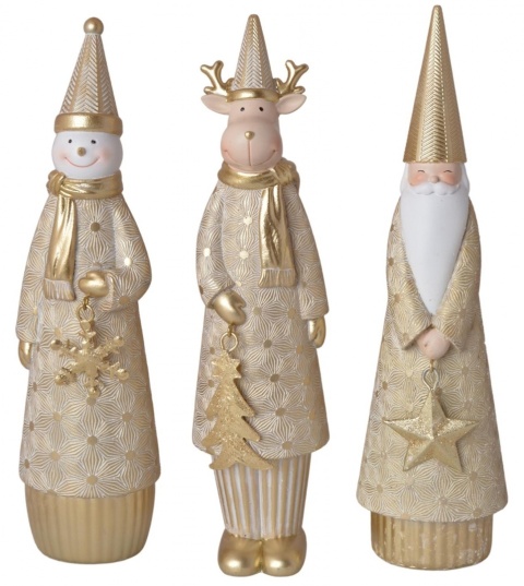 Figurka ceram. bałwanek złoty z metalową gwiazdką h:23*6*5cm (3556)