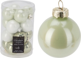 Glass baubles 35mm green/white mix 16pcs (502661)