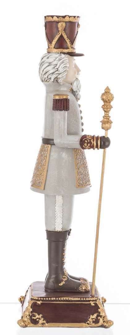 Dziadek do orzechów 42cm szary na podstawie poliresing (156496)
