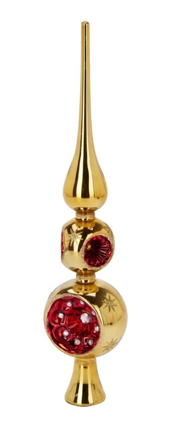 Glass spike 30cm with reflector, gold glitter (523402; 513374)