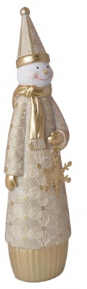 Figurka ceram. bałwanek złoty z metalową gwiazdką h:23*6*5cm (3556)