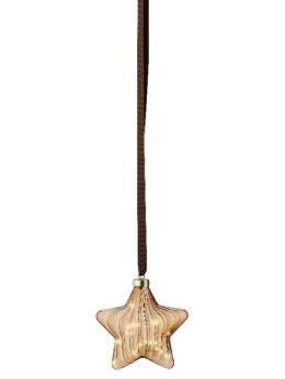 Gwiazda szklana 20cm miodowa 15LED (487591)