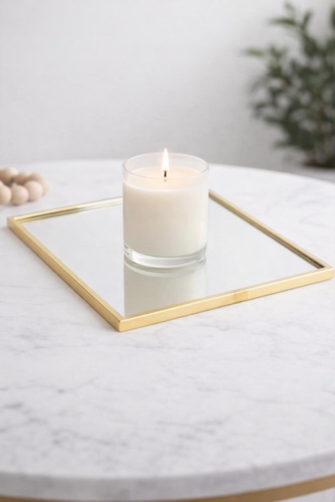 Square mirror stand 10cm gold edge (513198)-20%