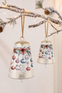 Set of 2 painted metal bells with clappers and baubles (185394)