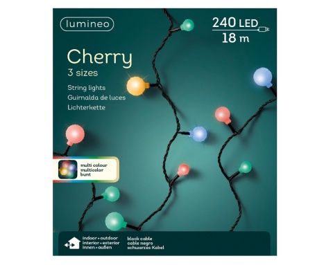 Cherry-style globe string lights, 240 multicolored LEDs, 18m (494660)