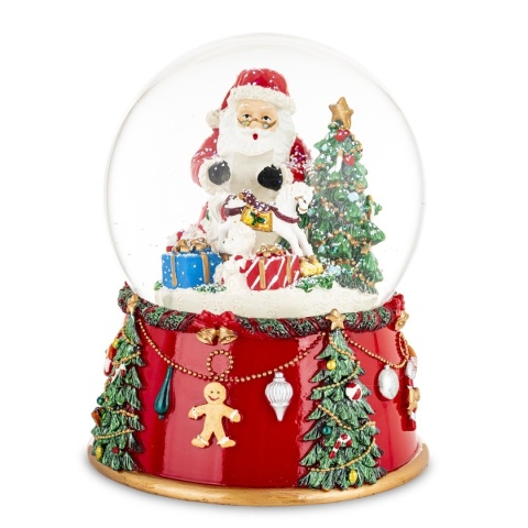 Christmas water globe 15cm on a decorative base, music box (181012)
