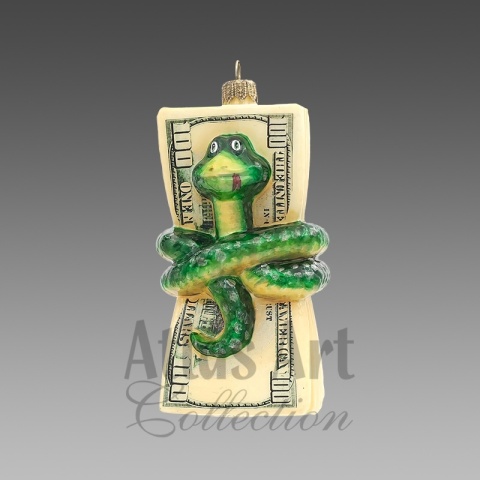 Bombka Atlas Art: Wąż na pieniądzach dolar (00868/1AA)