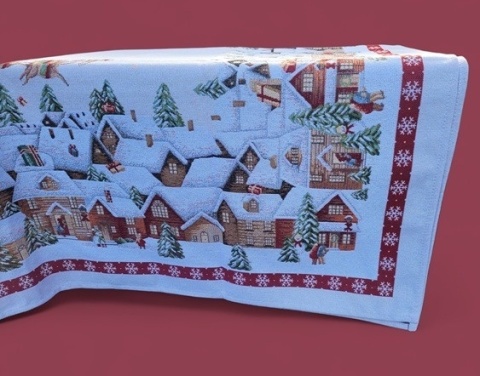 Obrus Basic 140x240cm Zaprzęg Mikołaja nad miastem (123)