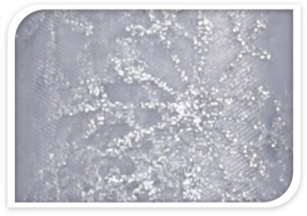 Organza biało/srebrna śnieżynka srebrny brokat (513441)