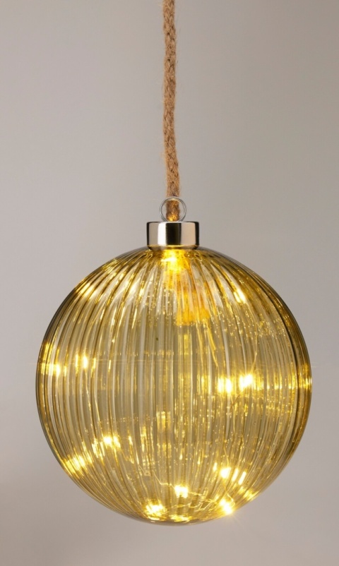 Kula szklana 14cm transparentna zieleń 15LED (AAB201210)