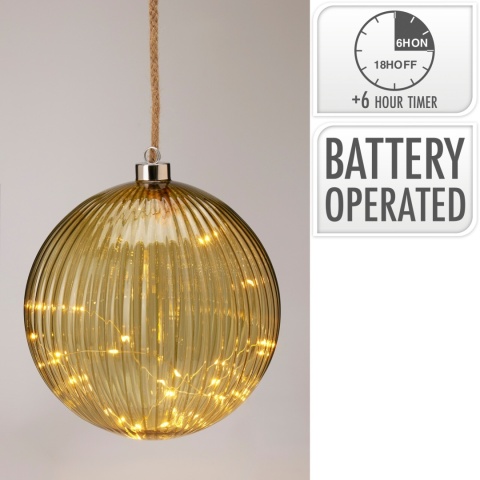 Kula szklana 20cm transparentna zieleń 30LED (AAB201220)