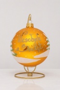 150mm matte gold glass bauble with the Holy Family (single piece)