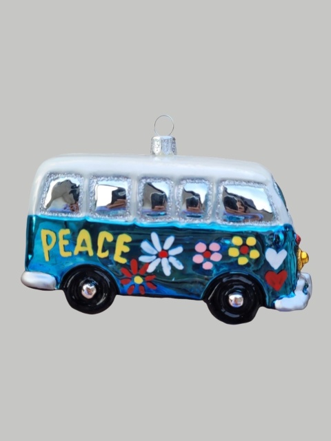 Bombka formowa: Auto biało-niebieskie VW w kwiaty (143)SE