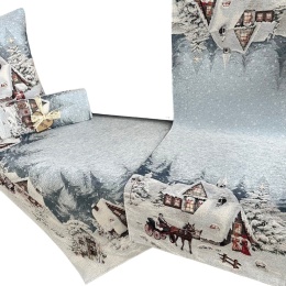 Bieżnik gobelin Chenille 40x100cm POWÓZ DOMEK (TX0003-1329)