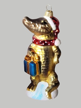 Bombka formowa: Aligator z prezentem (157) H