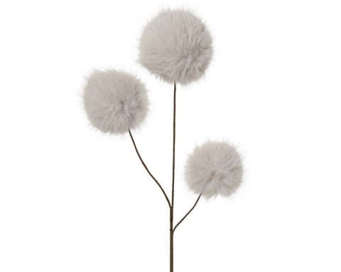 Gałązka 70cm z 3-ma pomponami ecru (531377)