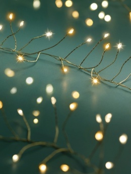 960-LED garland, gold wire, warm white/amber, 8 functions, 12m, timer (496709), indoor/outdoor