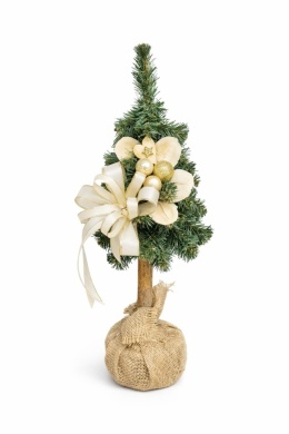 Choinka na kołeczku dekorowana 50cm ECRU (CHK-D-50-ECRU)