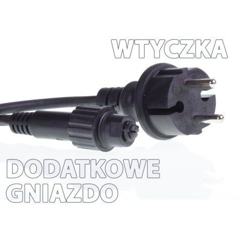 Lampki 80LED+gniazdem białe zimne zewnętrzne gruby kabel (LZ-LED-80G)