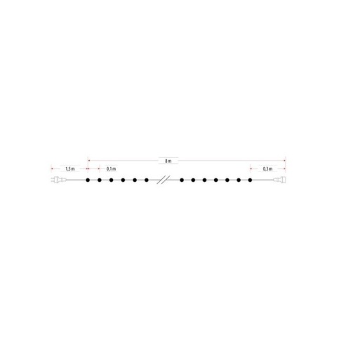 Lampki 80LED+gniazdem białe zimne zewnętrzne gruby kabel (LZ-LED-80G)
