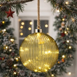 Kula szklana 20cm transparentna zieleń 30LED (AAB201220)