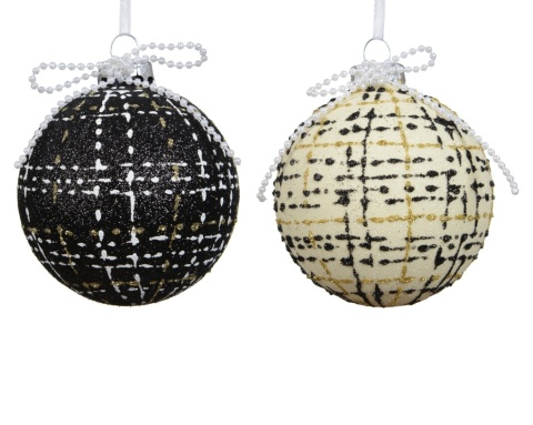 Kpl.3 bombki szklane 8cm czarne "Coco Elegance" (071858)