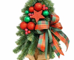 Choinka na kołeczku dekorowama 50cm GREEN RED (CHK-D-50-GR-RED)