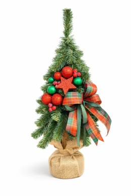Choinka na kołeczku dekorowana 65cm GREEN RED (CHK-D-65-GR-RED)