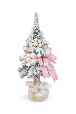 Choinka na kołeczku dekorowana śnieżona 50cm FELICITA (CHK-D-SG-50-FE)
