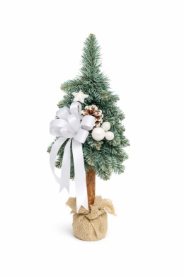 Choinka na kołeczku dekorowana srebrzysta 50cm BIANCO (CHK-SD-50-BIANCO)