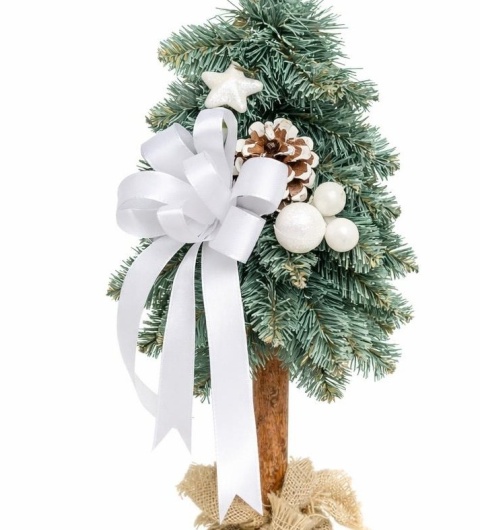 Choinka na kołeczku dekorowana srebrzysta 50cm BIANCO (CHK-SD-50-BIANCO)