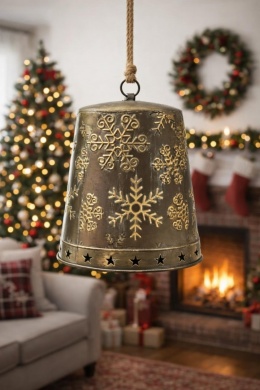 Dzwon metalowy płaski brązowy przecierany duży (RF0480)-20%