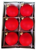 Bombki 80 satynowe czerwone op.6szt.