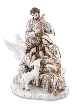 Szopka Św. Rodzina z aniołem szampańska na podstawie (147003)
