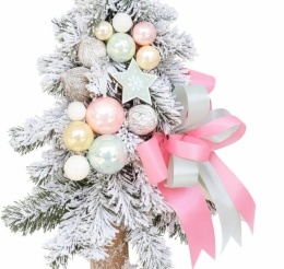 Choinka na kołeczku dekorowana śnieżona 65cm FELICITA (CHK-D-SG-65-FE)