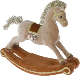 Koń na biegunach welur beż duży h:35*39*12cm (017187) -20%