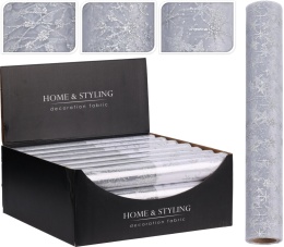 Organza biało/srebrna gałązka srebrny brokat (513441)
