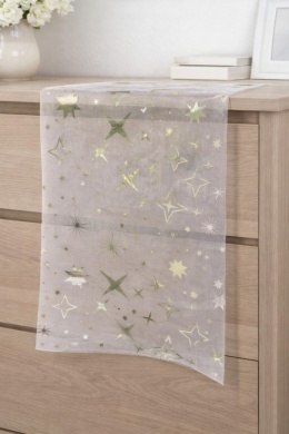 Organza srebrna w gwiazdki 36*200cm (211506)-30%