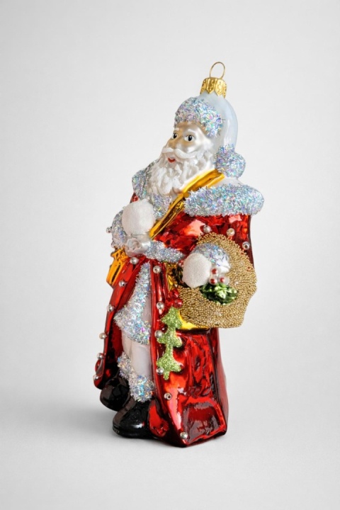 Christmas bauble: Santa Claus with a glitter basket (65) SE
