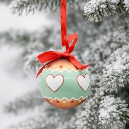 Bombka szklana 8cm piernikowe serca (TG75897)-20%