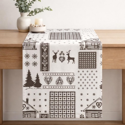 Bieżnik 40*150cm bawełniany biały z szarymi domkami (SJ6-415) -40%