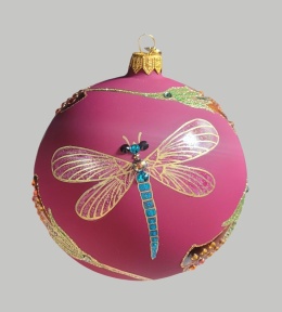 Bombka GlitterLab: Fi 110mm burgundowa bursztynowe kwiatki (4460KBB)-20%