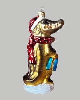 Bombka formowa: Aligator z prezentem (157) H