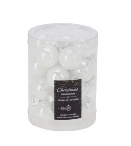 Glass baubles 2.5cm white opalescent 