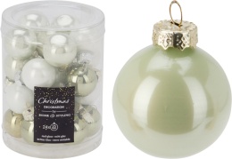 Glass baubles 25mm green/white opal mix (502652)