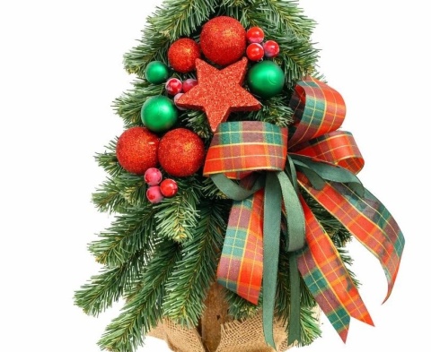Decorative Christmas tree on a peg, 50 cm, Green/Red (CHK-D-50-GR-RED)