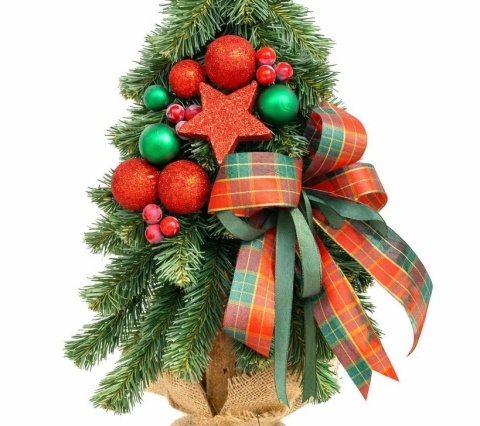 Decorative Christmas tree on a peg, 65 cm, Green/Red (CHK-D-65-GR-RED)
