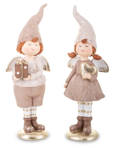 Elf chłopiec ceramiczny z paczką na podstawie (139564)-20%