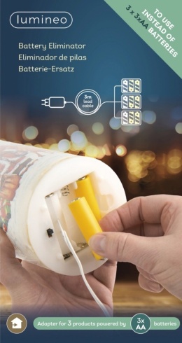 3V Battery Eliminator (replaces 3x AA batteries) - powers up to 3 items - 3m cable (482725)
