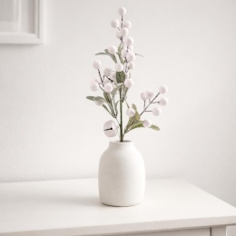 Gałązka jemioły 37cm białe owoce i dzwonki (CV37192)